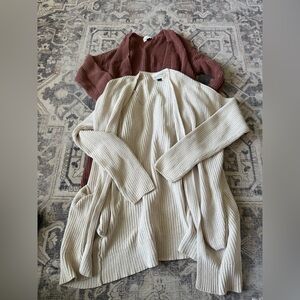 Universal Thread Ribbed Cardigans in Cream and Brown